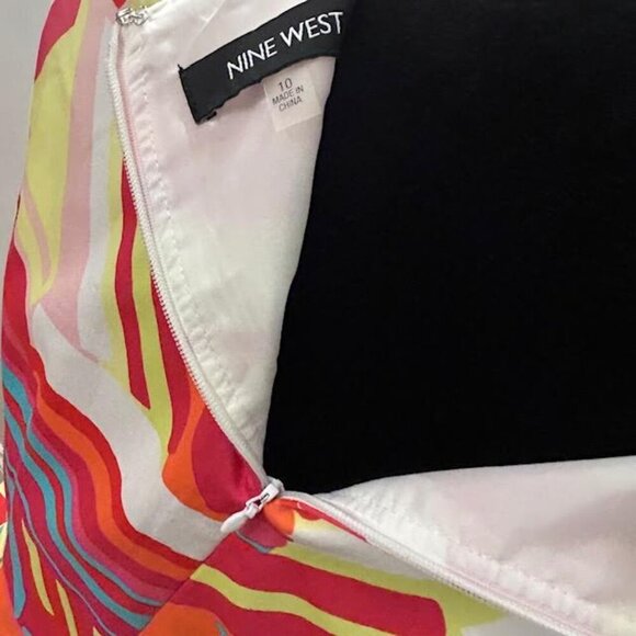 Nine West Preppy Dress Pleated Cotton Sz 10‎ Pockets Vibrant Fit & Flare Flirty - Picture 9 of 9